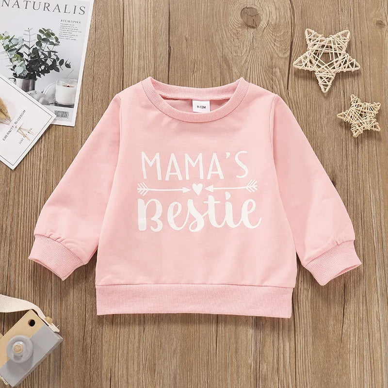 Winter Letter printed round neck pullover long sleeved top