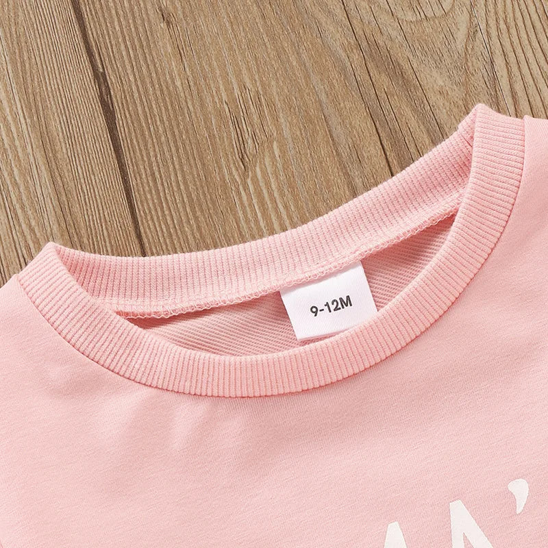 Winter Letter printed round neck pullover long sleeved top